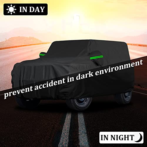 Image of Car Cover for Bronco 2021-2022 4 Door 210D Waterproof 6 Layers Car Cover Custom All Weather Protection for Automobiles Indoor Outdoor Full Cover Fit up SUV ORV to 198 inch x 86 inch x 78 inch, Black