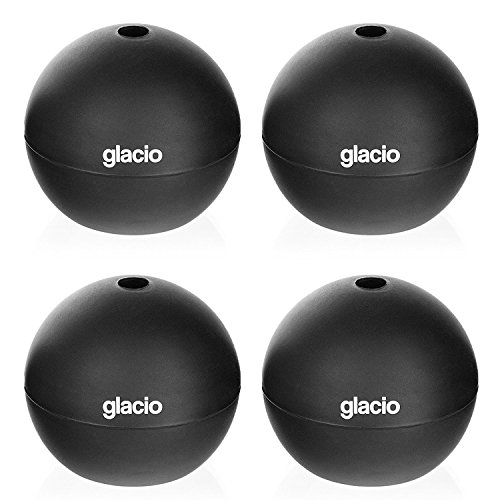 Glacio Round Ice Cube Molds - Whiskey Ice Sphere Maker - Makes 2.5 Inch Ice Balls - 4 Pack #TOP6