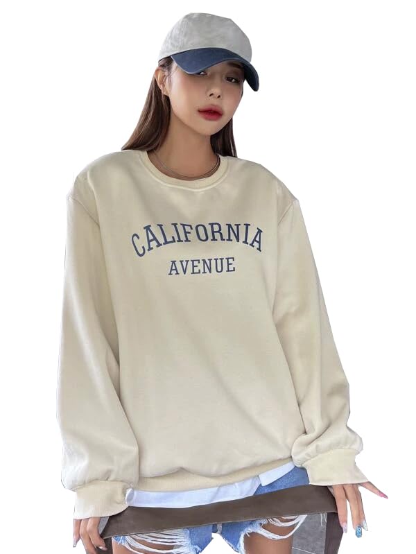 sxv style SXV 'California Avenue’ Printed Cool Aesthetic Drop Shoulder Oversized Baggy Sweatshirt-picture-39