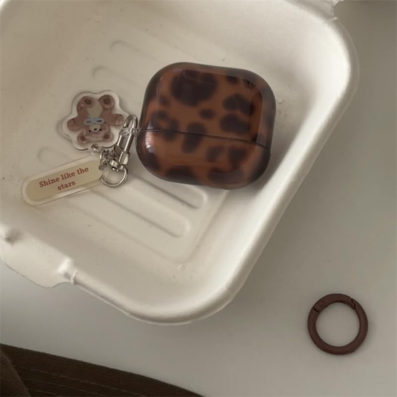 Custodia Morbida Per AirPods 4ª Gen Con Stampa Leopardata Ambra, Portachiavi E Kit Di Pulizia Incluso – Cover Antigraffio Estetica