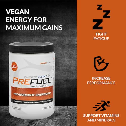 Image of EnergyFirst Prefuel Vegan Pre-Workout Powder, Zero Sugar, All-Natural Energizer with Immune Support Orange Flavor, 30 Servings for Maximum Workout Performance