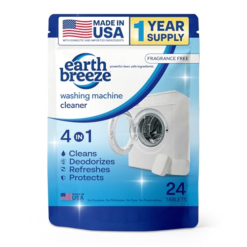 Earth Breeze Washing Machine Cleaner Tablets - 1 Year Supply - Deep Cleans, Removes Odors, Residue & Buildup - Front Load, Top Load & HE Washers -...