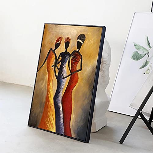 Peinture sur toile femme africaine 50x77cm tableau vintage cadre intérieur