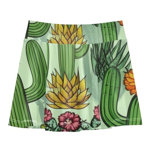 Cacti Colorful Blooming Flowers Toddler Tennis Skirts Rainbow Athletic Shorts for Girls Skorts Girl Skort 4t