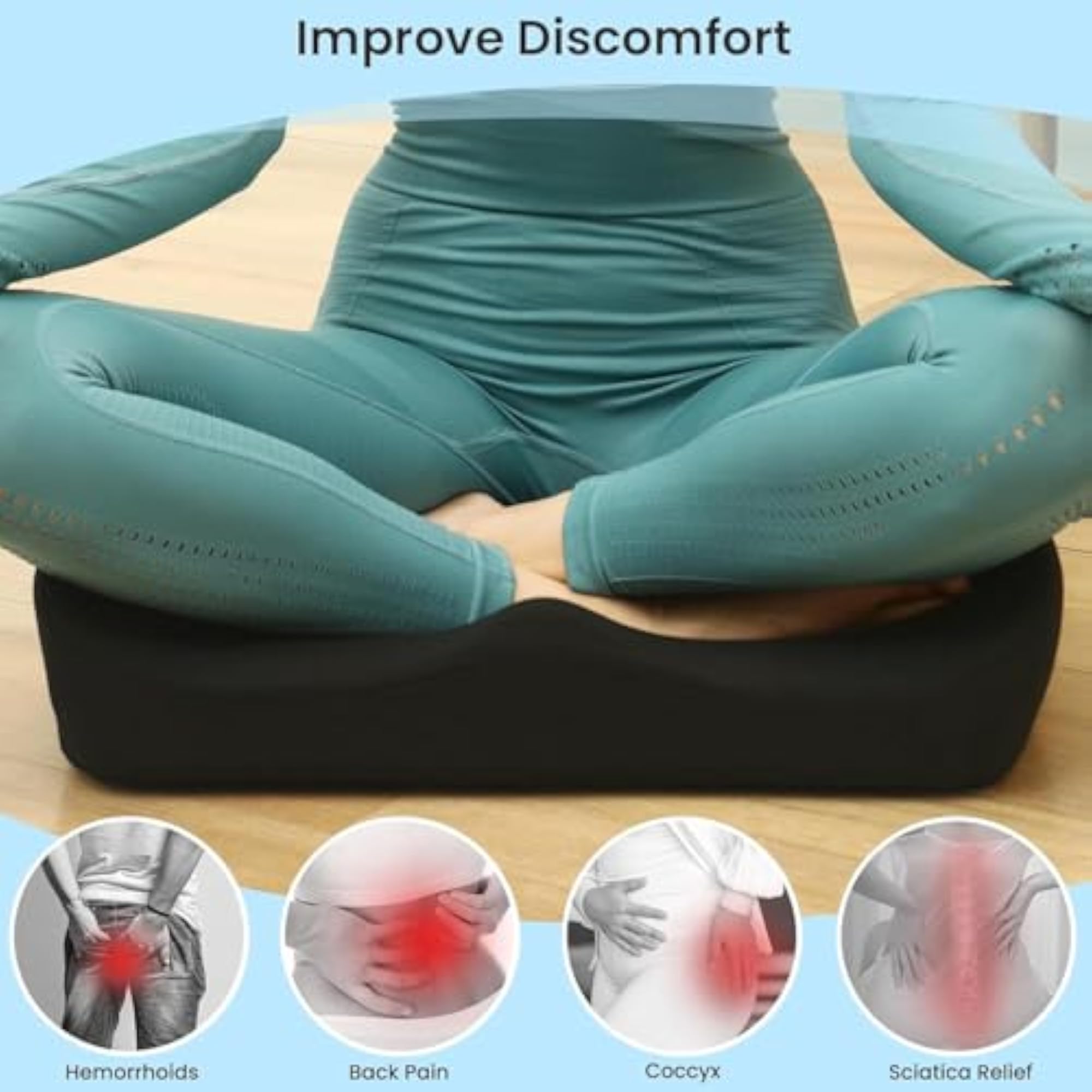 Extra Large Orthopedic Memory Foam Coccyx Seat Cushion