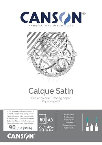 Bloc calque satin Canson A3 évite les bavures d'encre 50f
