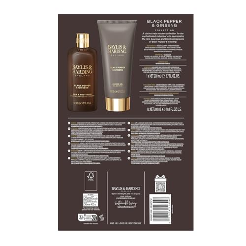 Baylis & Harding Black Pepper & Ginseng Men's Luxury Bathing Duo Gift Set - Vegan Friendly (Pack of 1) - Image 7