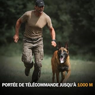 Collier de Dressage pour Chien - Portée 1000m, Êtanche IP67, 4 Modes de Dressage (Lumière, Bip, Vibration, Choc), Double Canal avec Verrouillage de Sécurité pour à Tous Les Chiens(Blanc)