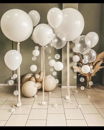 Image of 36 Inch White Balloons - 9Pcs Giant White Balloons Jumbo Large Thick Big White Latex Balloons for Birthday Baby Shower Wedding Graduation Photo Shoot Christmas Themed Party Decorations