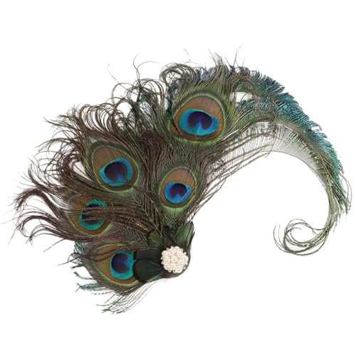 YARNOW Tocado Pinza para Mujer Pluma de Ave Exótica Diseño Vintage Años 20 Accesorio Étnico para Fiestas de Té Bodas y Eventos Obsequios Talla Única Color Natural