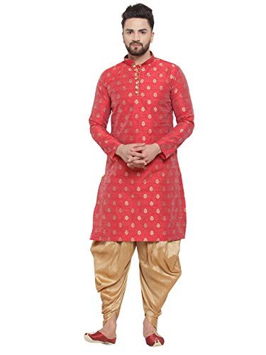 Image of Larwa Men's Cotton Silk Kurta And Salwar Dhoti Set