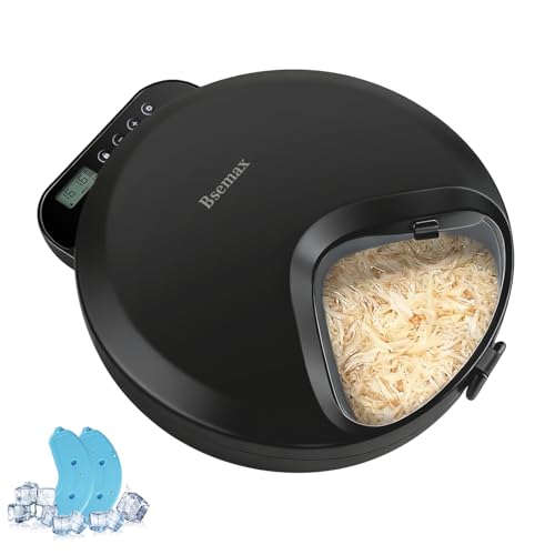 Automatic Wet Food Cat Feeder, Auto Refrigerated Wet Foods Feeder for Cats Dogs 4 Meal Timed Fresh Foods Dispenser with 2 Ice Packs Small Pet Feeders for Kitty Puppy Automatic Cat Dog Food Bowl Black
