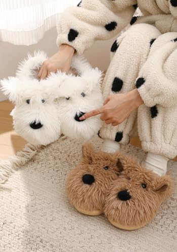 House Slippers for Women Fuzzy Dog Slippers Cute Animal Fluffy Furry Women's Warm Winter Slipper Indoor 20252