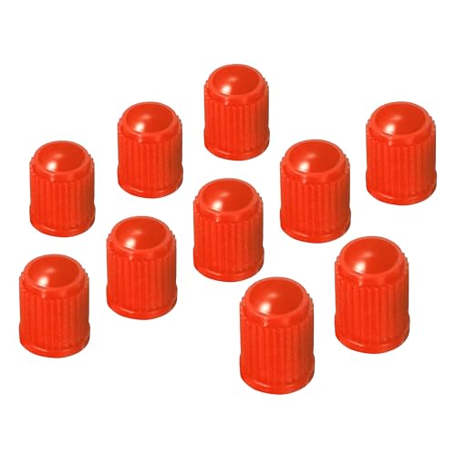 Lot de 10 bouchons de valve en plastique (rouge) avec joint d'étanchéité en caoutchouc pour valves de voiture, moto et vélo