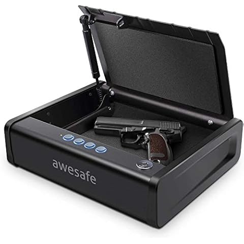 awesafe Gun Safe, Updated Biometric Gun Safe for Pistols, Quick Access Pistol Safe Fingerprint Handgun Safe with Keys and Keypad, Beside Gun Lock Box for Home (Keypad Only) Cover