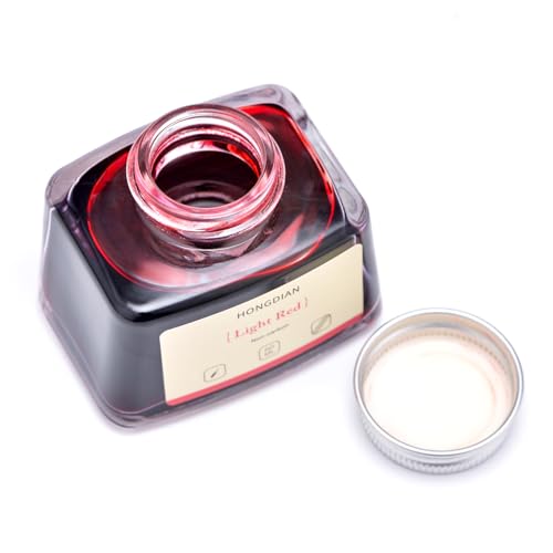 Image of Hongdian Fountain Pen Bottled Ink Light Red Color, 60ml Non Carbon Inkwell Bottle, Artist Calligraphy Ink