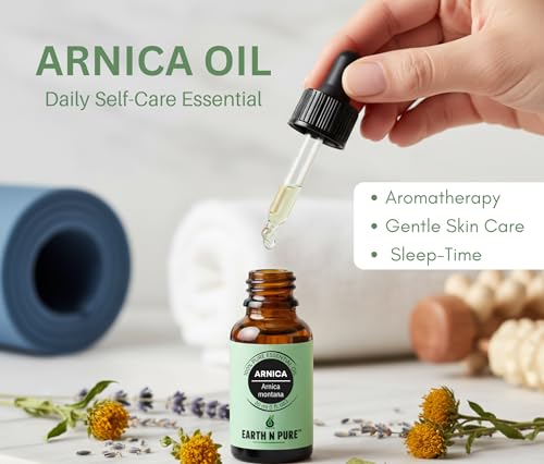 Image of Earth N Pure Arnica Montana Oil Cold Pressed, Natural and Therapeutic Grade with Glass Dropper -100 ml
