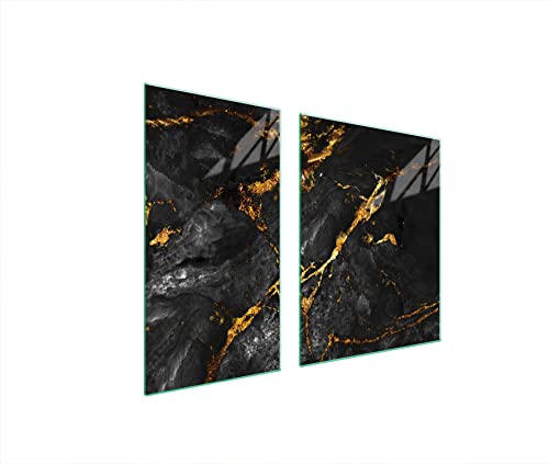 DarHaus Placa protectora de vitrocerámica 90 x 52 cm 2 piezas cocina eléctrica universal para inducción protección contra salpicaduras tabla de cortar de vidrio templado, MÁRMOL