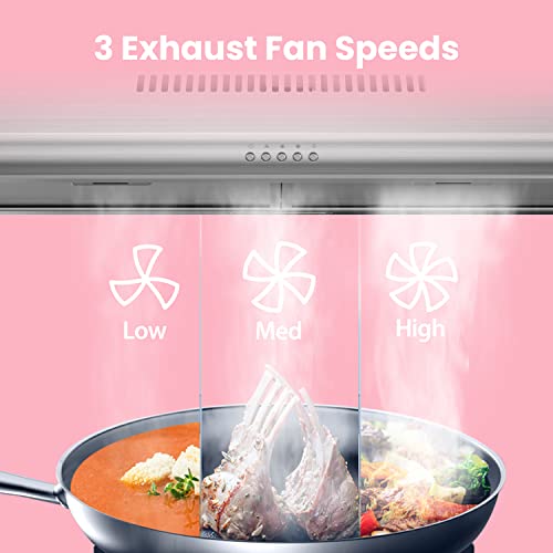 Comfee CVU30W4AST 30 Inch Under Cabinet Ducted/Ductless Convertible Slim Vent Durable Stainless Steel Kitchen Reusable Filter, 3 Speed Exhaust Fan And 2 Led Lights Range Hood thumb #2