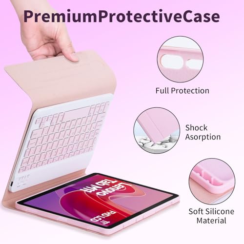 EHLCYS Funda con Teclado para Lenovo Tab M11 11 Pulgadas 2024 Modelo TB330FU/TB330XU, con Ratón Español Ñ Teclado Bluetooth Inalámbrico Desmontable con Ultrafina Funda,Rosado - imagen 5