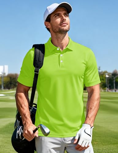 Image of MAGCOMSEN Men's Polo Shirts 3 Buttons Casual Work T Shirts Quick Dry Short Sleeve Golf Shirt Pique Jersey Outdoor Performance