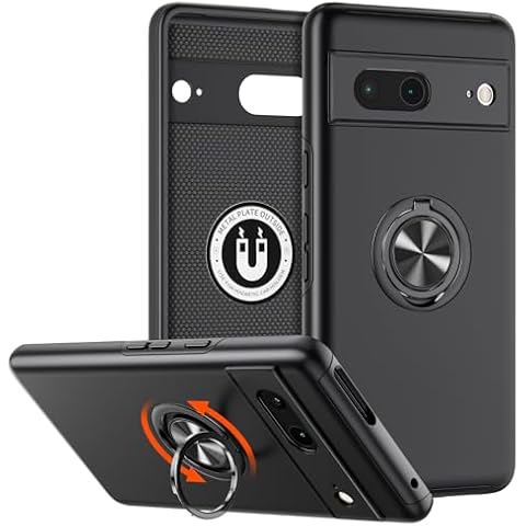 LUTTY Designed for Google Pixel 7 Case with Invisible Ring Kickstand, [Magnetic Car Mount Supported],[Military Grade Drop Tested] Multi-Layer Protective Shockproof Case for Google Pixel 7-Black Cover