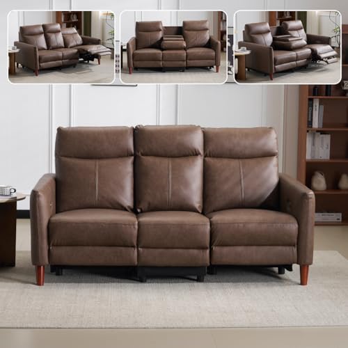 Kennkari リクライニングチェア 3人掛け 電動 PU レザー 幅182cm 左右独立調節 156° 電動リクライニングソファー 電動ソファ 3P オットマン一体型 三人掛け 映画用 ボタン操作 USB+Type-C充電口付き テーブル付き カップホ