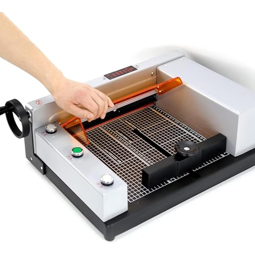 Cortador de papel eléctrico, guillotina resistente para cartulina y cuero, herramienta de corte para oficina y hogar con rejillas de guía transparentes
