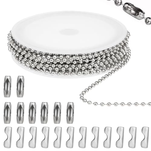 Molain 5M Kugelkette, Edelstahl Perlen Rollenkette Mit 10 Passenden Anschlüssen Kugelkette, Edelstahl Kugelkette Kette Damen Für DIY-Schmuckherstellung Halsketten Armbänder Schlüsselanhänger Molain 5M Kugelkette, Edelstahl Perlen Rollenkette Mit 10 Passenden Anschlüssen Kugelkette, Edelstahl Kugelkette Kette Damen Für DIY-Schmuckherstellung Halsketten Armbänder Schlüsselanhänger