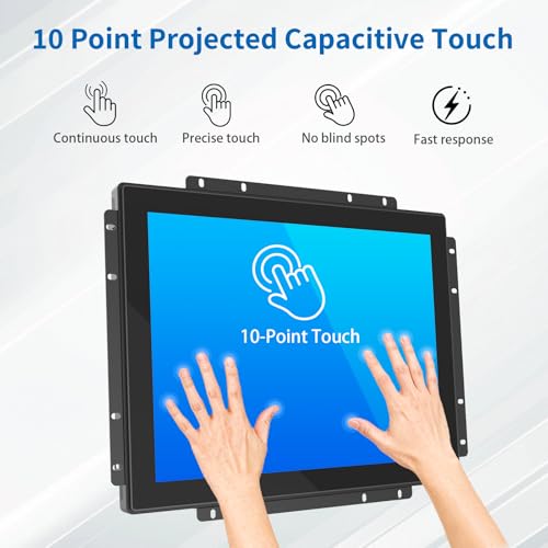 Image of 17 Inch Open Frame Touch Monitor, PCAP 10-Point Touch Industrial Touchscreen Monitor, with HDMI /VGA /DVI Interface, Active Matrix TFT LCD,LED Backlight, with VESA Mount