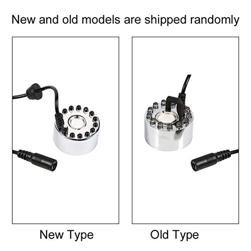 24-V-Farbwechsel-Ultraschall-Nebelhersteller, Wasserbrunnen-Teich-Nebelzerstäuber-Luftbefeuchter mit 12 LED-Nebelherstellern (Dreifarbiger Nebelkopf mit Farbverlauf)