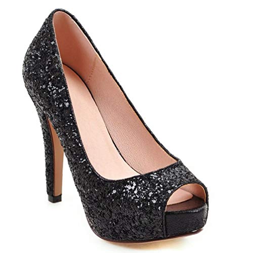 Caradise Womens Platform Peep Toe Glitter Pumps High Stiletto Heels Wedding Party Shoes2