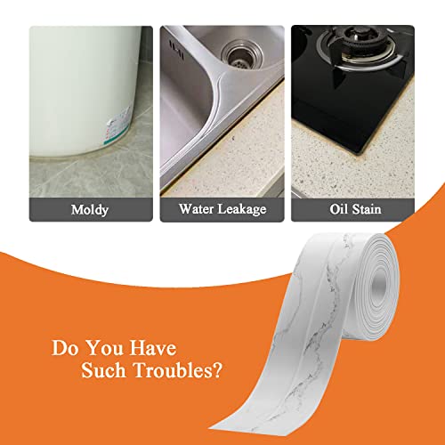 Linlyda 1.5''X10.5Ft Caulk Tape Sealant Strip For Bath & Kitchen, Pvc Self Adhesive Caulk Strip Waterproof Caulking Sealing Strip Tape For Toilet Base, Bathroom Shower Sink Edge Protector, Cracks #TOP2
