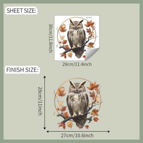 Vinilo decorativo búho de acuarela otoño, removible e impermeable miniatura 2