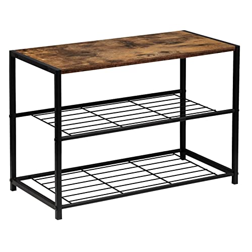 WOLTU Banc à Chaussures Étagère à Chaussures pour l’entrée e Couloir, Meuble de Rangement 2 Niveaux pour Environ 6 Paires de Chaussures, MDF et Métal SR0051dc