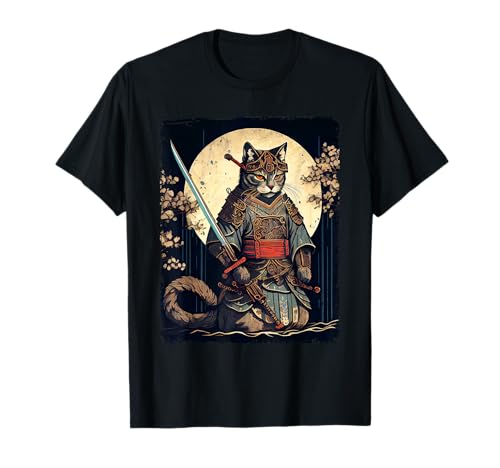Vintage samurai cat tee Japanese ninja art aesthetic T-Shirt