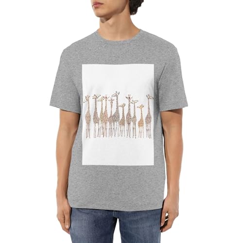 T-shirt imprimé girafes sauvages col rond : confort anti-irritation pour gym et vie quotidienne