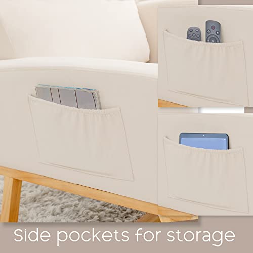 Yuuijoaa Nursery Rocking Glider Chair - Modern Accent Chairs Upholstered Velvet Rocker Padded Armchair With Side Pocket For Living Room Bedroom Beige #TOP3