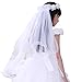 LONTG Voile de Mariage Fille Princesse Couronne de Fleurs Guirlande avec Voile en Tulle Élégante Bandeau de Cheveux Serre-tête Coiffure Décoration Convenable au Noël Halloween Cérémonie Partie Danse