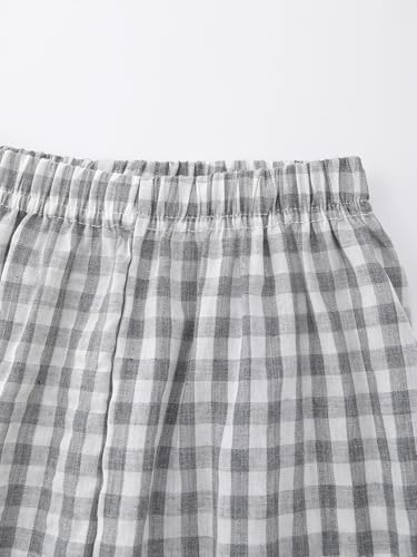 Image of BINIDUCKLING Toddler Pull Up Loose Gingham Girls Pants