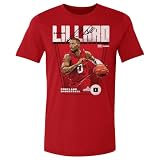 500 LEVEL Damian Lillard Portland Premiere Portland Trail Blazers Shirt (Red, X-Large)