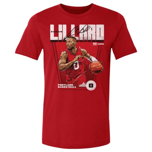 500 LEVEL Damian Lillard Portland Premiere Portland Trail Blazers Shirt (Red, X-Large)