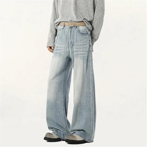 Men's Jeans Casual Solid Color Drape Straight Wide Leg Korean Denim Pants2
