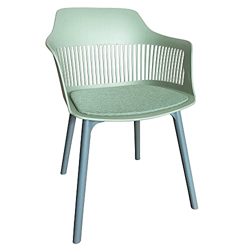 TRISENS moderner Gartenstuhl in eleganter Optik - Bequeme Esszimmerstühle Pflegeleichte Terrassenmöbel für den Außen- und Innenbereich, Farbe:Grün, Menge:1 St.