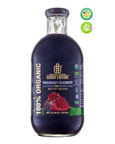Georgia’s Natural Organic Pomegranate Juice – All-Natural, Cold Pressed Pure Juice Rich In Vitamin C – Not From Concentrate – No Added Sugars Or Water – No Gluten, Gmos, Preservatives – 33.81 Fl Oz Bottle (Pomegranate/Blackberry, 33.81 Fl Oz (Pack Of 1)) #TOP1