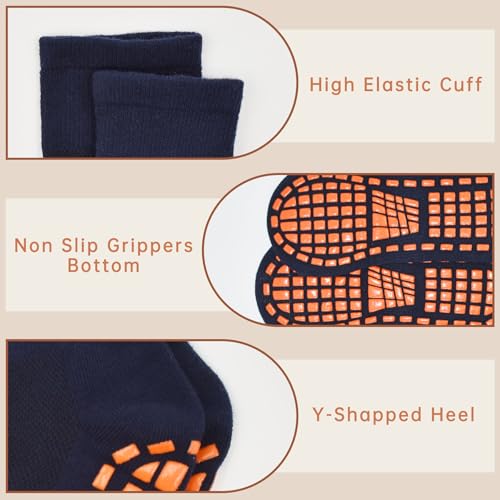 SkiBeaut Men Grips Socks Non Slip Sticky 3 Pairs Tile Wood Floors Anti-Skid Pilates Yoga Barre Hospital Slipper Socks4