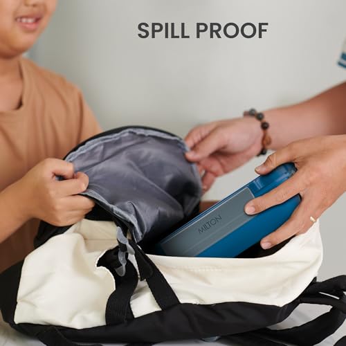 Image of MILTON Super Sherry Tiffin Lunch Box for Kids Boys & Girls with Leak-Proof Inner Container| Food Grade,BPA Free,Compact & Durable Snacks Box for Kids I Plastic Spoon & Fork, 780 ml, Blue