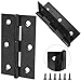 Murtenze 12 Pack 2.5 Inch Door Hinge Cabinet Hinge,Black Butt Hinges Ball Bearing Window Outdoor Hinges with Mounting Screws