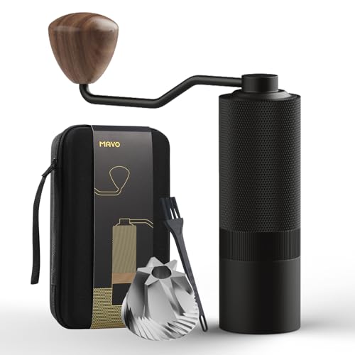 Image of MAVO Manual Coffee Grinder, Wizard Hand Coffee Grinder, Capacity 25g with CNC Stainless Steel Hexagonal Conical Burr, Adjustable Setting, Burr Coffee Bean Grinder for French Press, Pour Over, Black