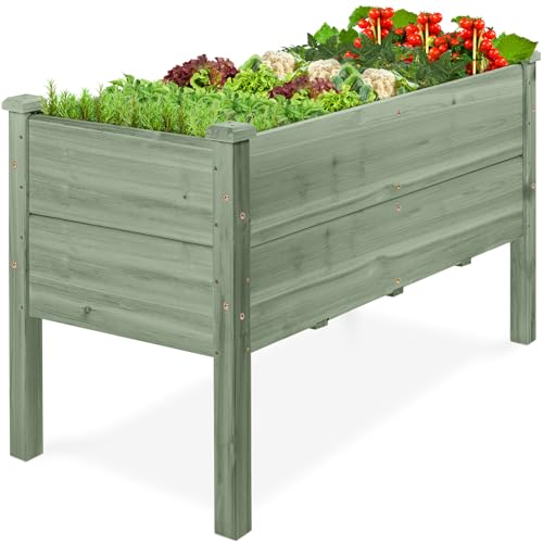 Image of Best Choice Products 48 inch x 24 inch x 30 inch Raised Garden Bed with Extra Deep 16 inch Depth, Elevated Wood Planter Box Stand for Backyard, Patio, Balcony, Natural Fir Wood - Sage
